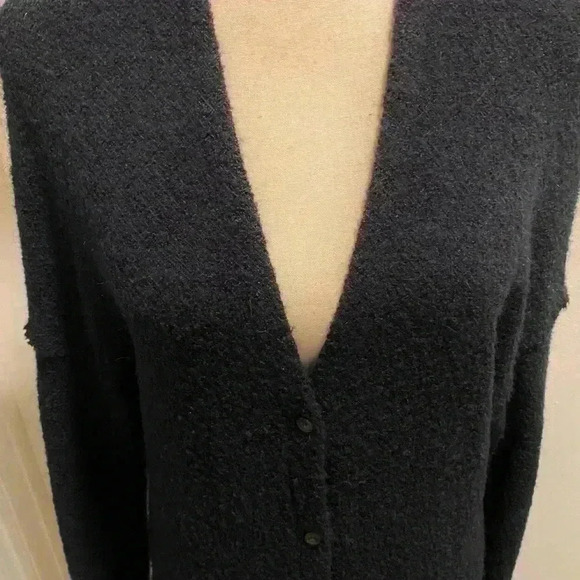 3 Dots Womens Long Black Cardigan buttons acrylic poly mohair wool blend  M - Picture 11 of 14